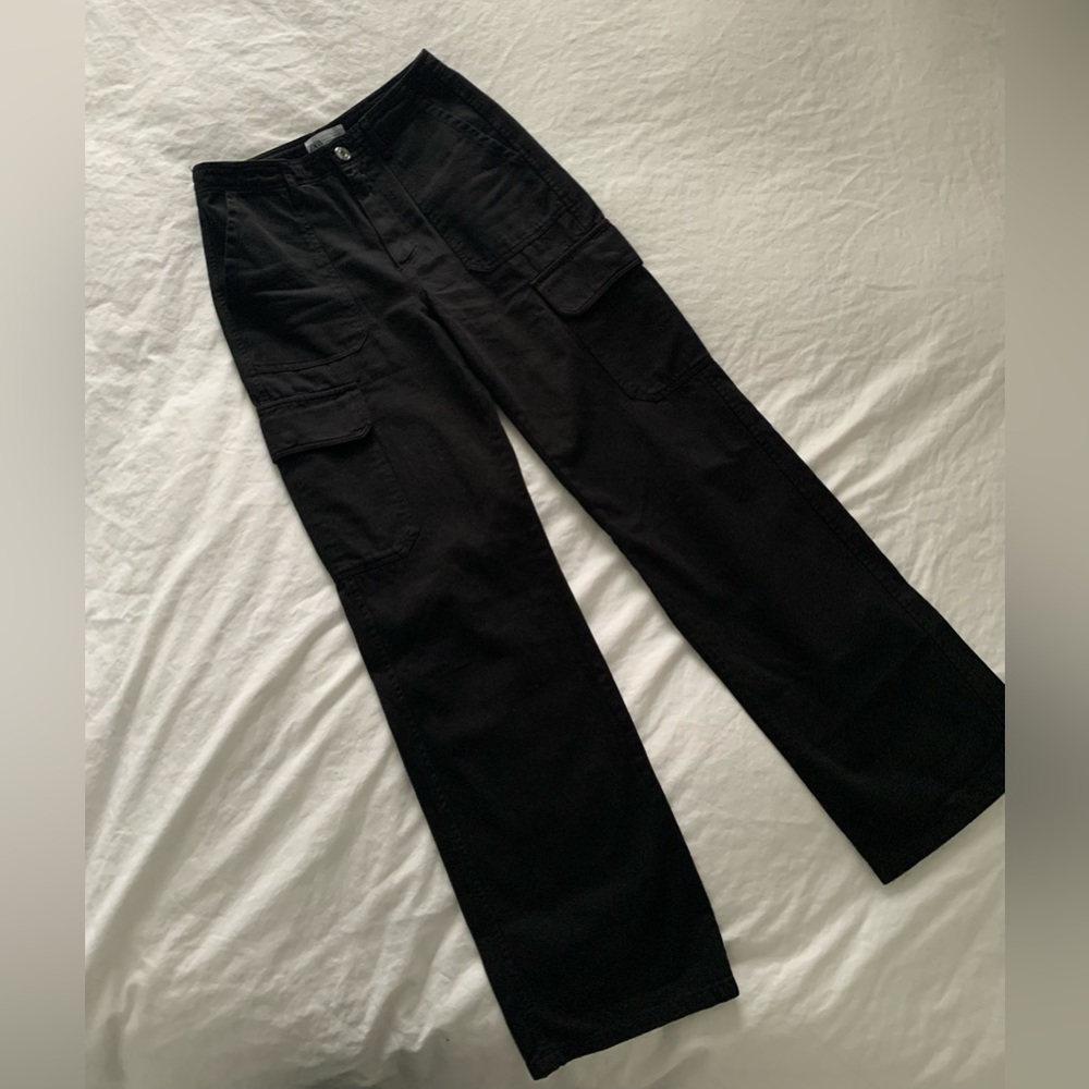 ZARA cargo full length black jeans 2US